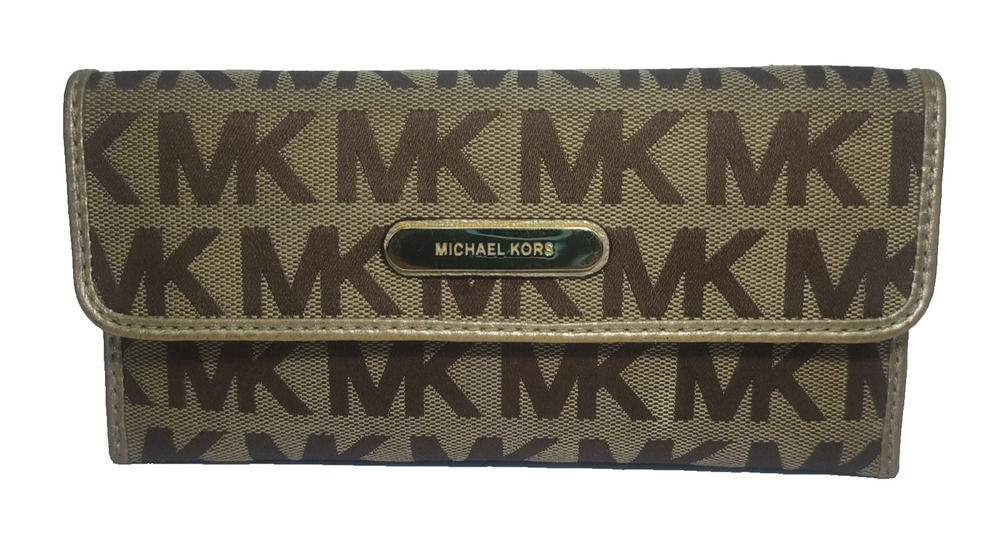 Michael Kors Wallet Austin Continental Beige/Brown/Vanilla-Coated Canvas-NWOT